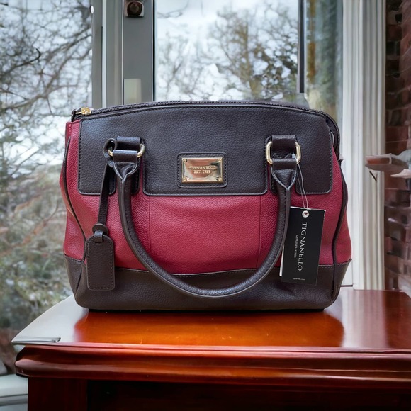 Tignanello Social Status Satchel Oxblood Dark Brown NEW with Tags - Picture 1 of 9